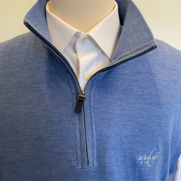 FAIRWAY & GREENE Whisper Rock CC Italian Merino 1/4 Zip Windvest in Blue XL $250 - Picture 3 of 8